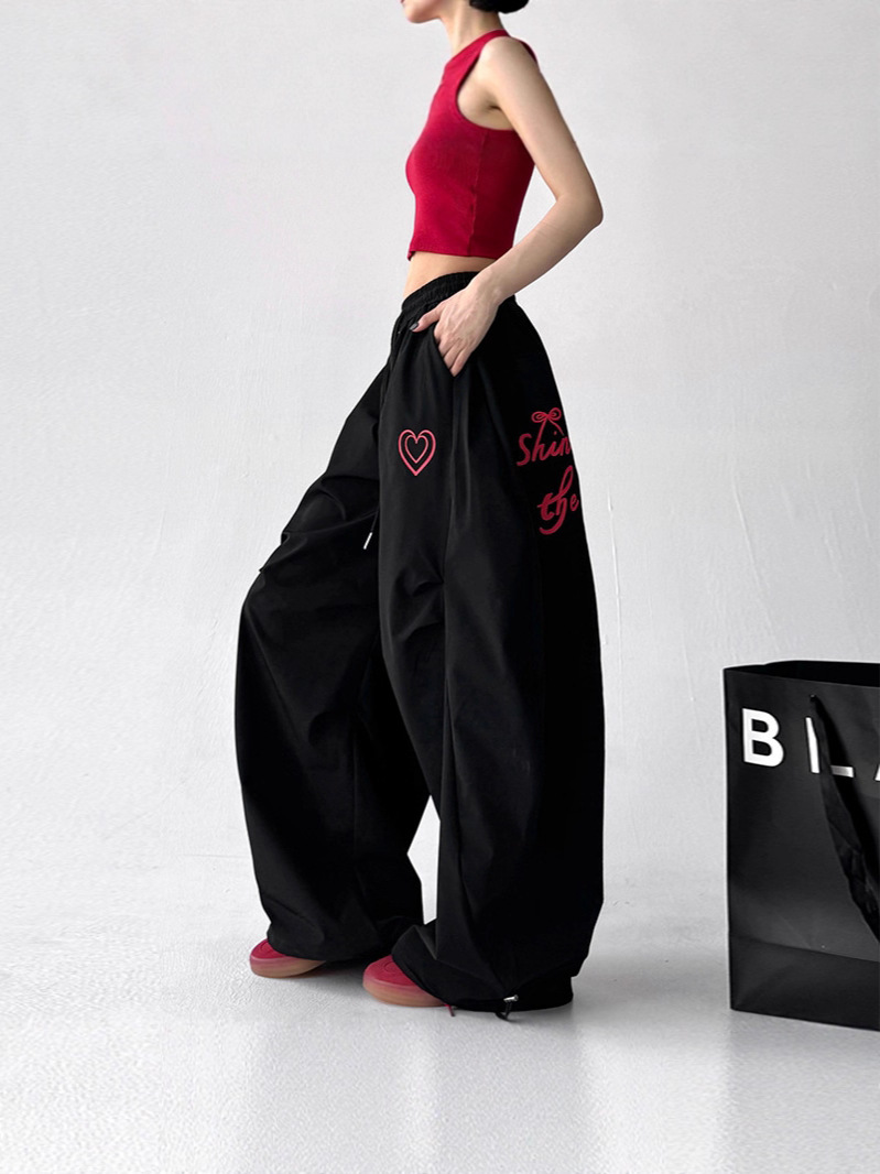 ダンス衣装 ハート刺繍入りワイドシルエットダンスパンツ