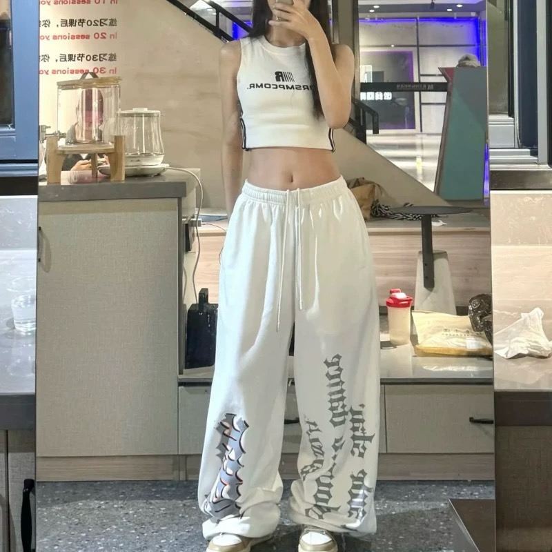 ダンス衣装 ゴシック英字プリントワイドダンスパンツ