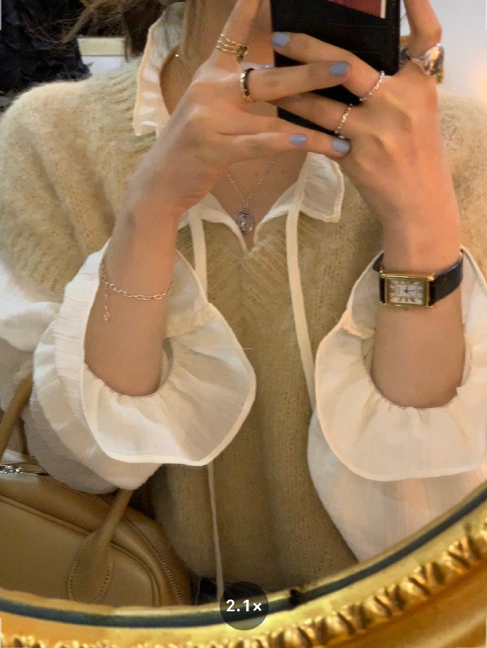 リボンブラウス ふんわりフリルネック長袖ブラウス通勤着回し