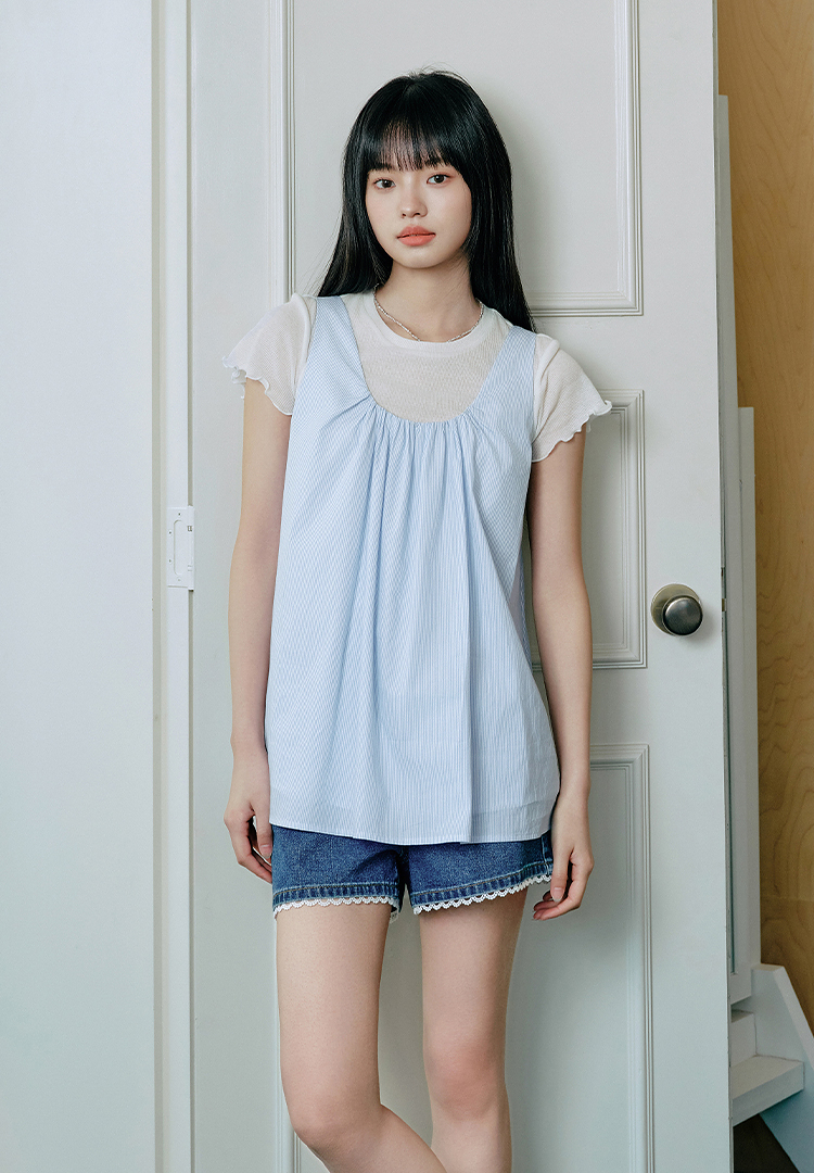 リボンブラウス 背中で結ぶ優美なキャミソール