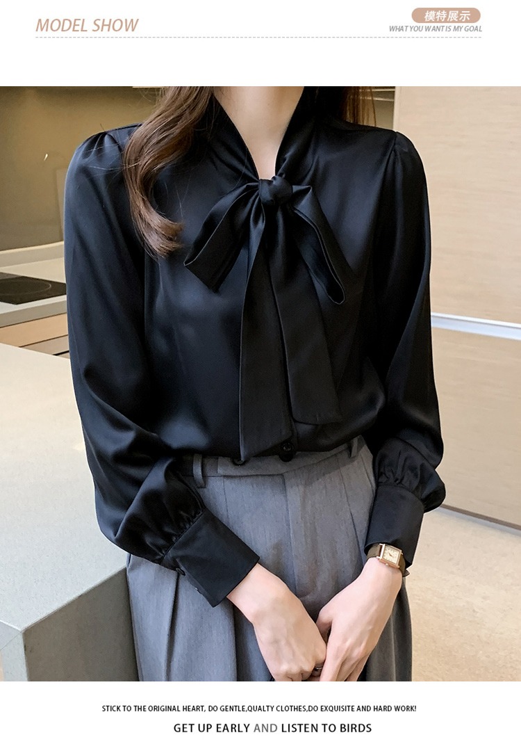 リボンブラウス スーツリボン 優美なネックリボンブラウス