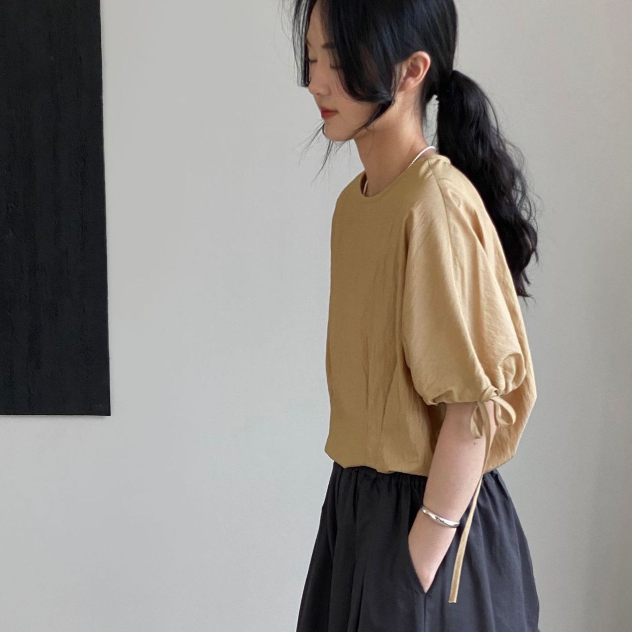 リボンブラウス 袖リボン 優美な袖結び