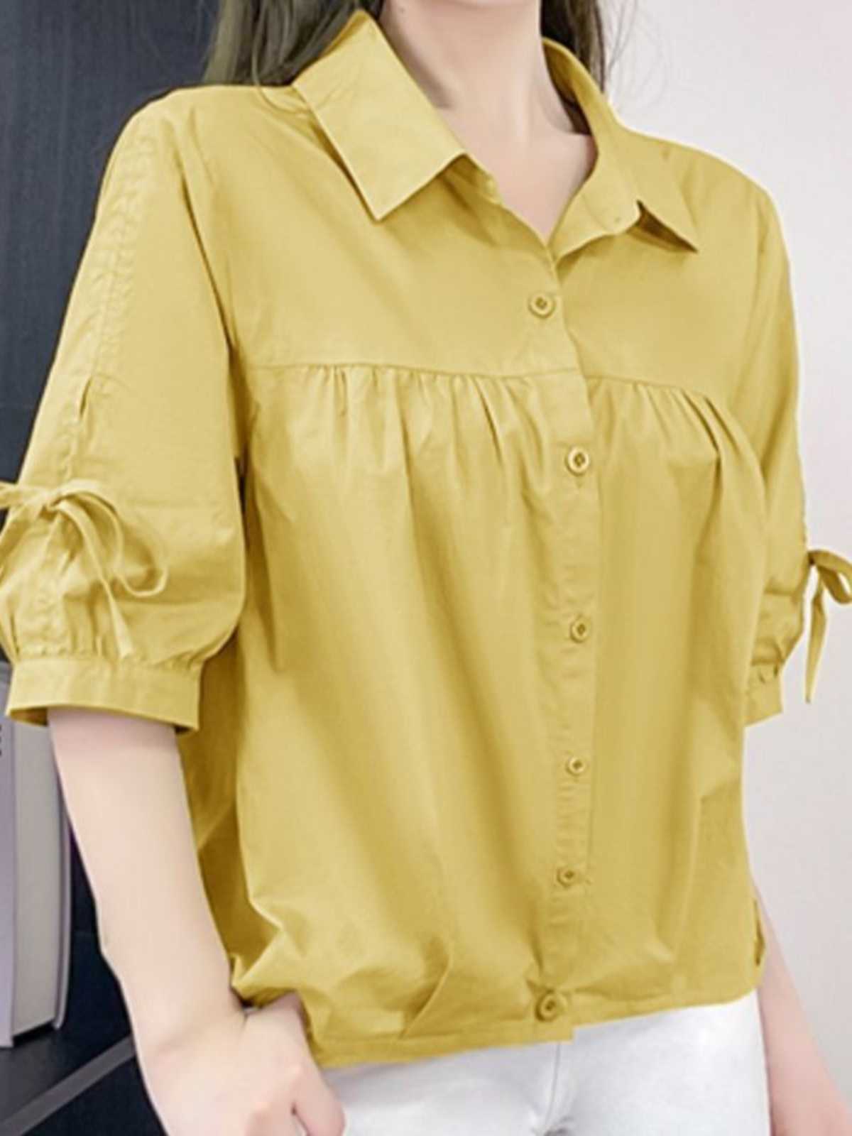 ギャザーでふんわり優しい春スタイル♪おすすめリボンブラウス15選