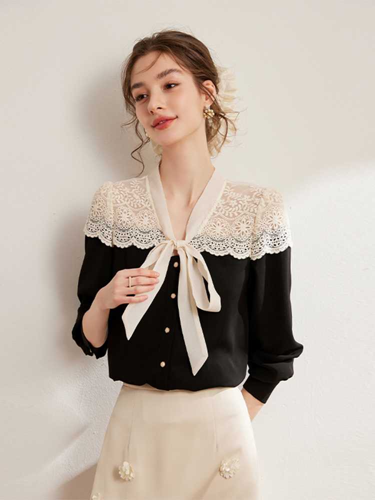 レース使いが可愛い！おすすめリボンブラウス15選