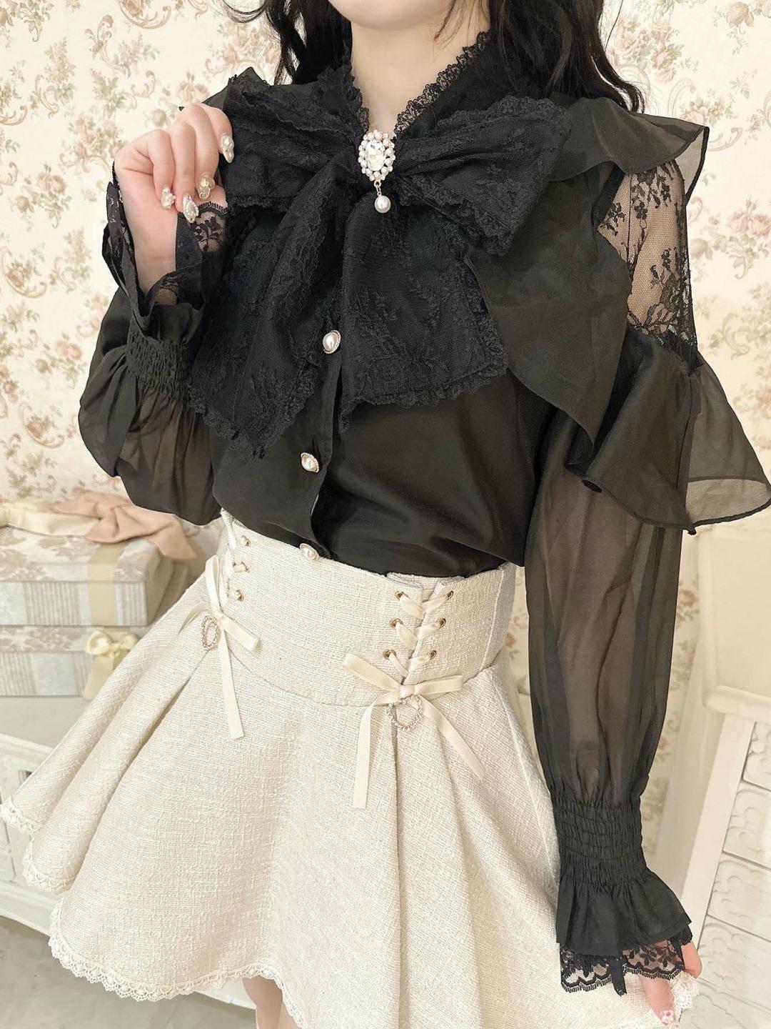 リボンブラウス ビックリボン 優美なフリルビックリボンブラウス