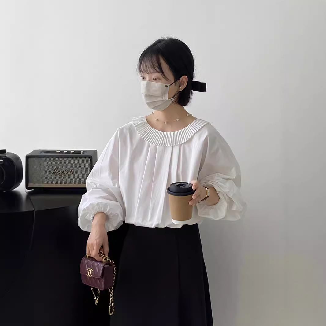 リボンブラウス バックリボン 優美プリーツ背中リボンブラウス