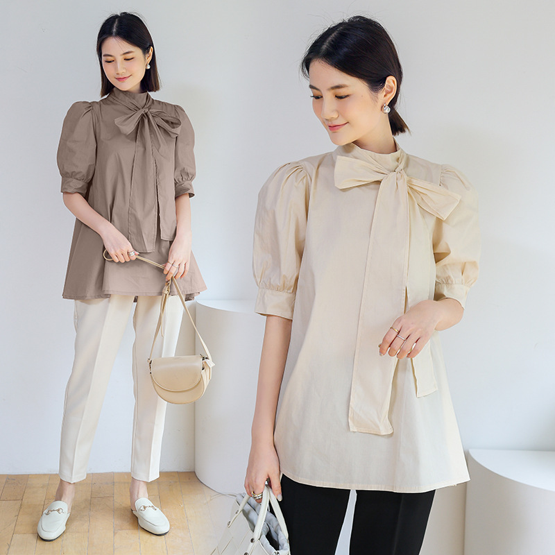 二〇二五年新作ゆるシルエットリボンブラウス半袖