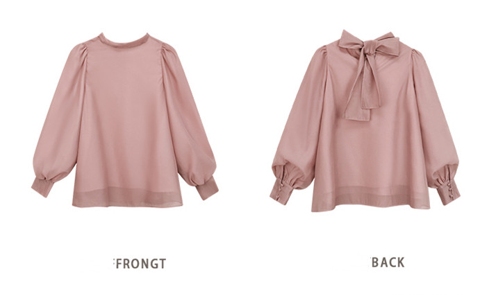 リボンブラウス 2025春夏新作 背面リボン シフォンブラウス 長袖 韓国風