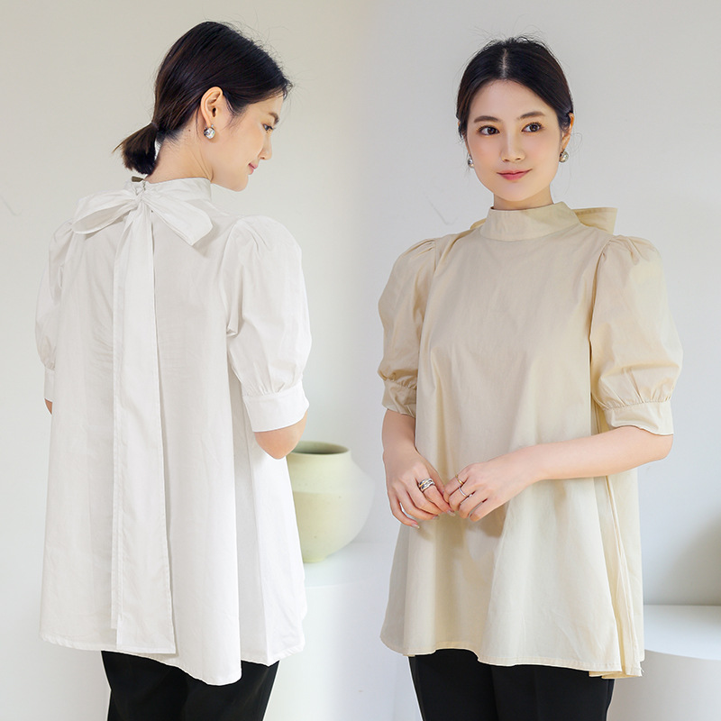二〇二五年新作ゆるシルエットリボンブラウス半袖