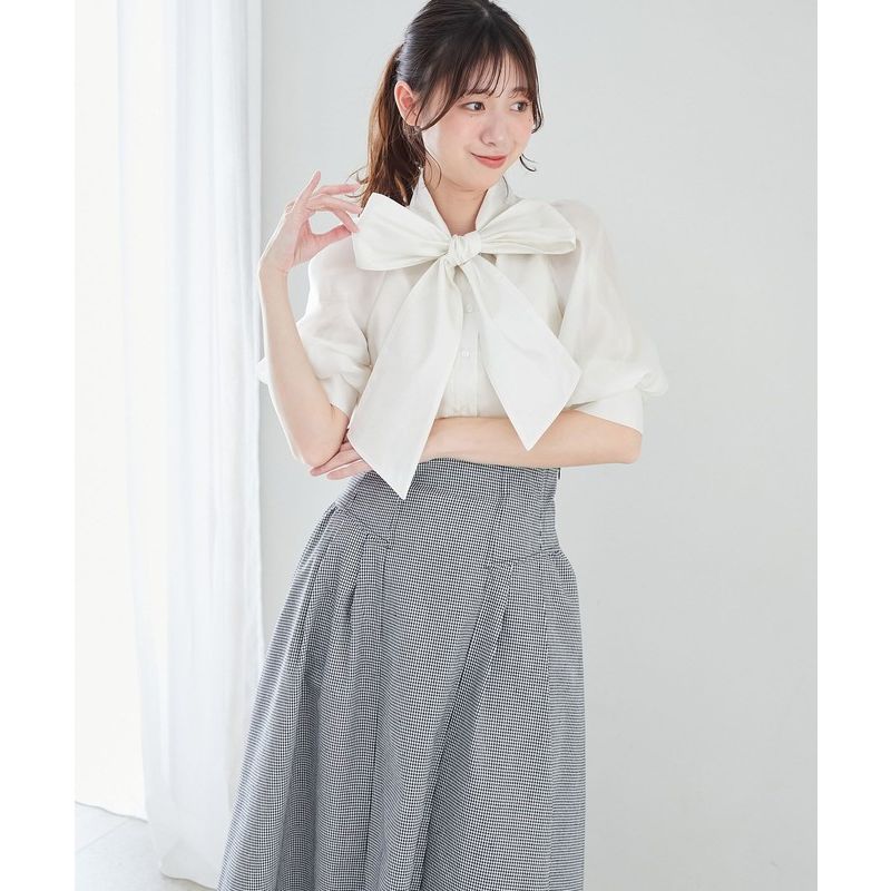 リボンブラウス ビックリボン 優美なリボン襟ブラウス