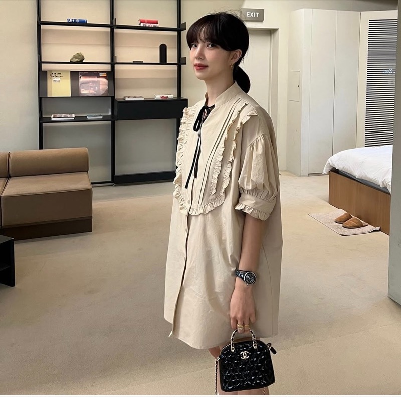 宮廷風フリルリボンブラウス半袖レディース