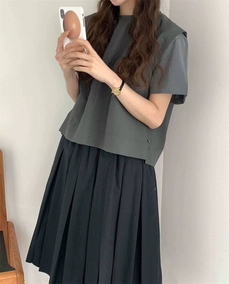 リボンブラウス 上品バックリボンノースリーブブラウス