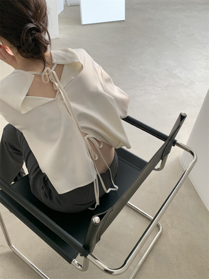 リボンブラウス 秋の新作バックリボン韓国風カジュアルブラウス