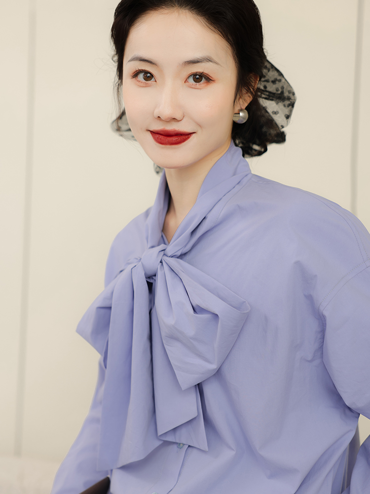 リボンブラウス ビックリボン 優雅な結び目 ボウタイブラウス