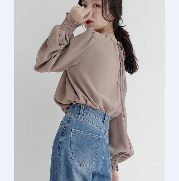 リボンブラウス 袖リボンシフォンブラウス入学式通勤レディース