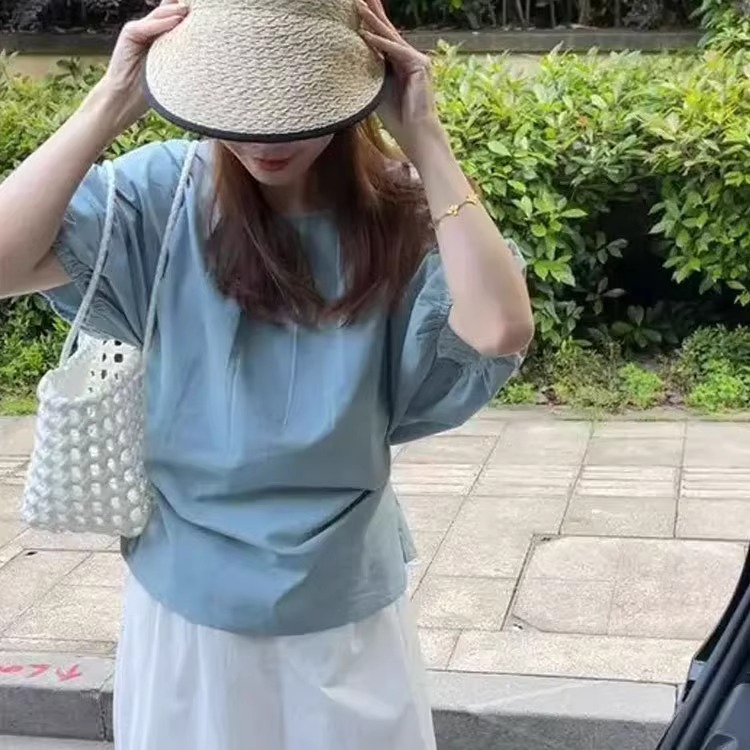 リボンブラウス 背中リボン結び ゆったりブラウス