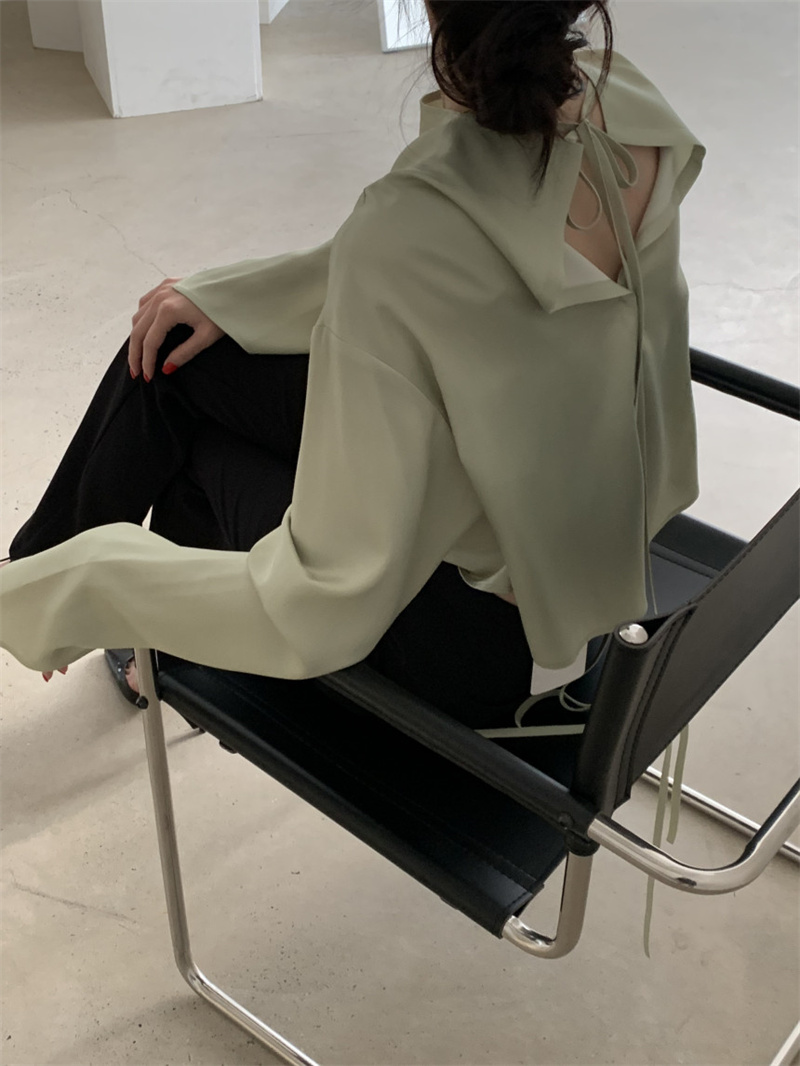 リボンブラウス 秋の新作バックリボン韓国風カジュアルブラウス