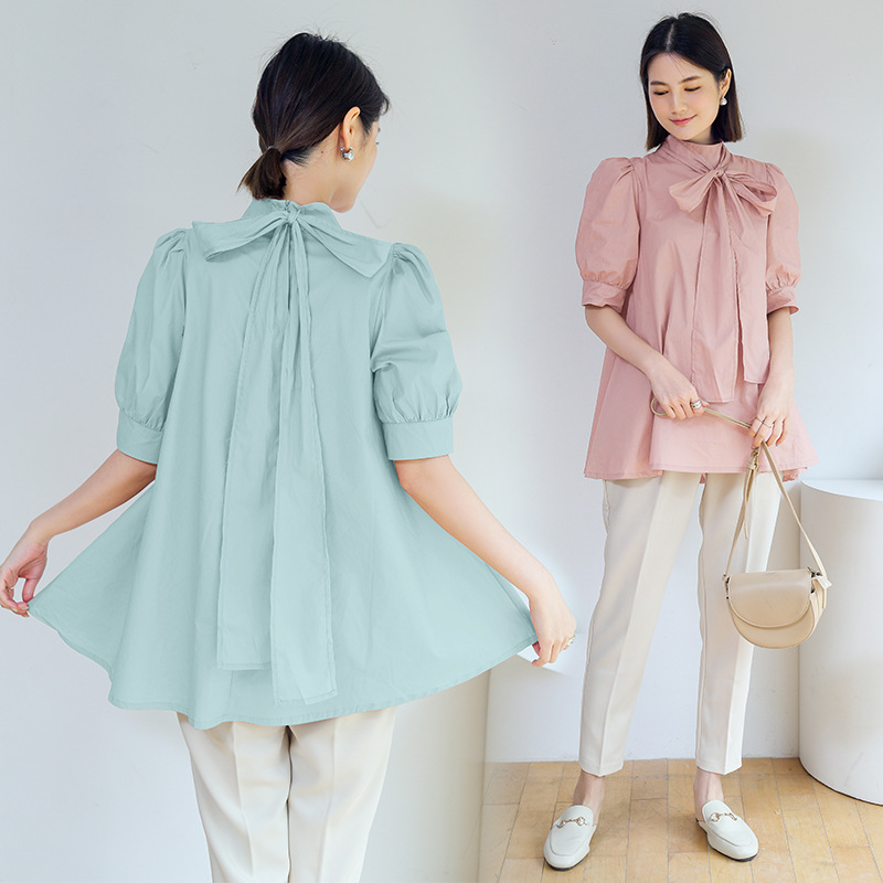 二〇二五年新作ゆるシルエットリボンブラウス半袖