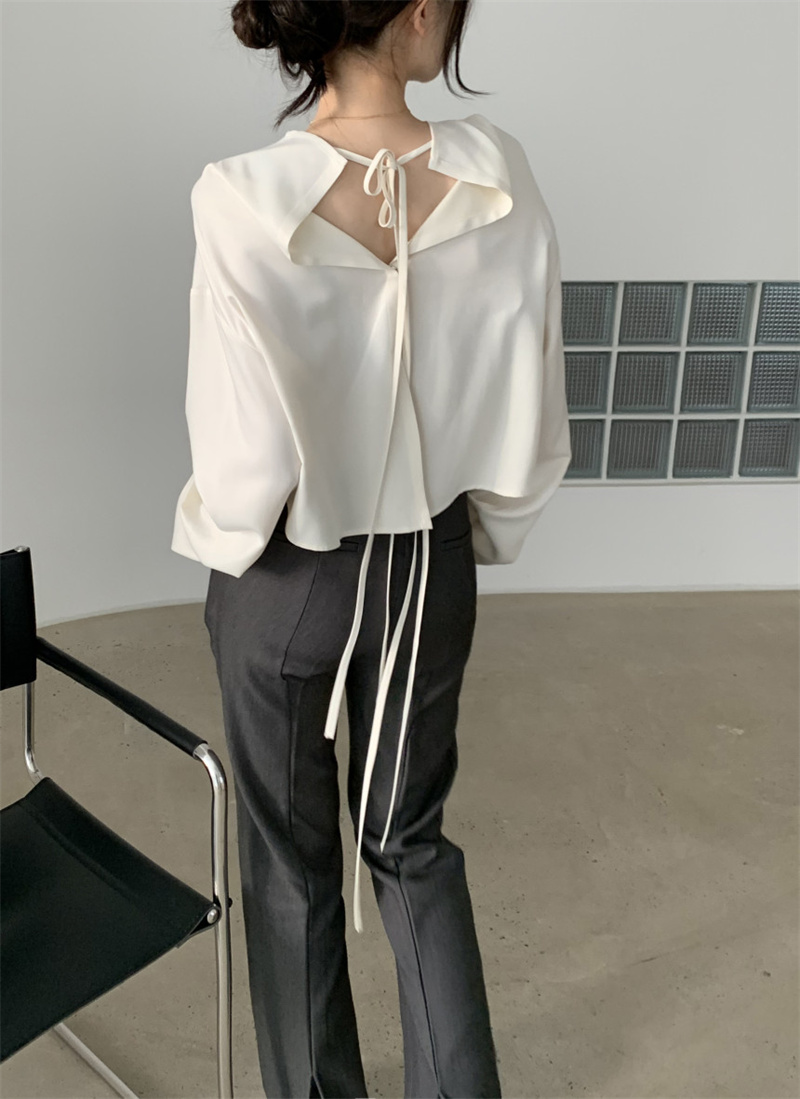 リボンブラウス 秋の新作バックリボン韓国風カジュアルブラウス