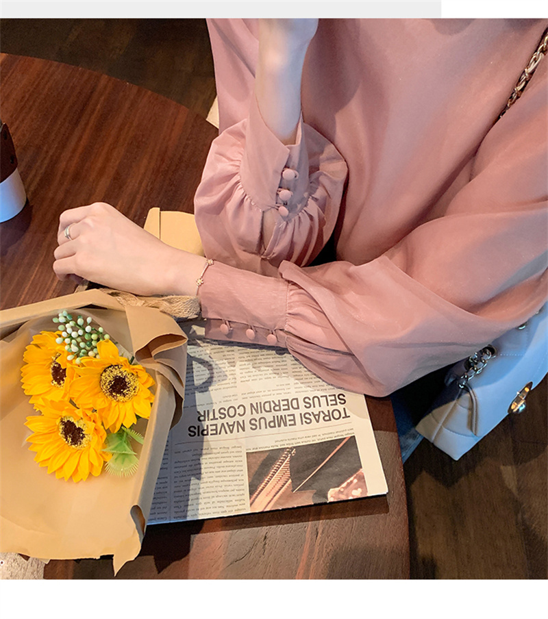 リボンブラウス 春の新作 エレガント ボウタイリボン パフスリーブ シフォンブラウス