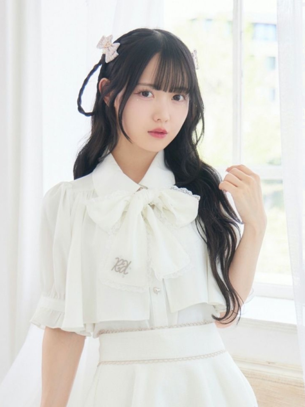 リボンブラウス ビックリボン 優美レース縁取りビックリボンブラウス