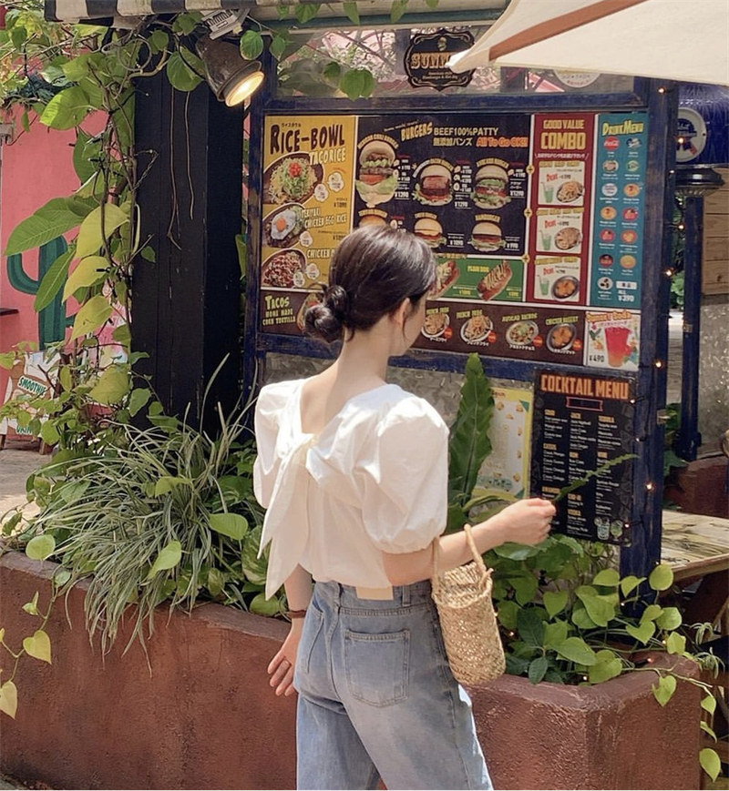 新作夏コレクション気質カジュアルリボンブラウス