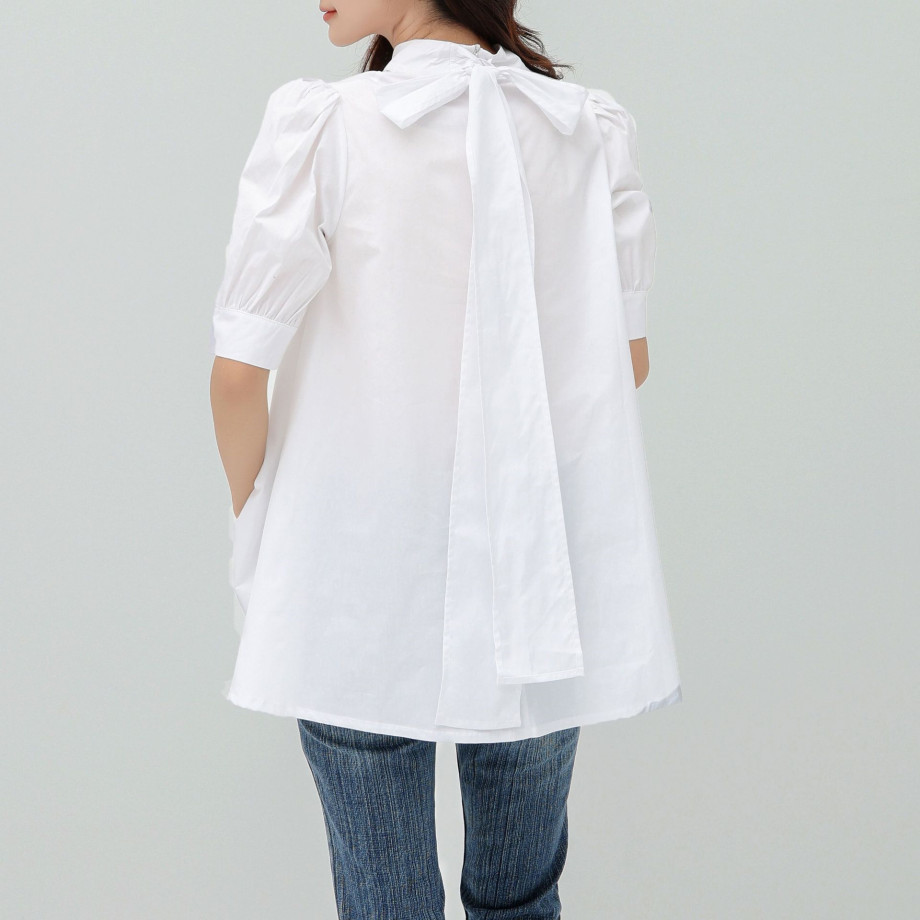 リボンブラウス 前後二通りリボンタイブラウス レディース きれいめ