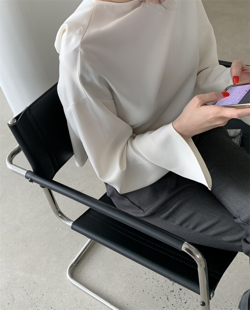 リボンブラウス 秋の新作バックリボン韓国風カジュアルブラウス