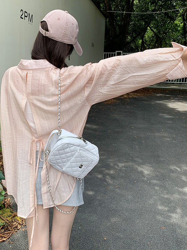 リボンブラウス バックリボン 優美なバックリボンシャツブラウス