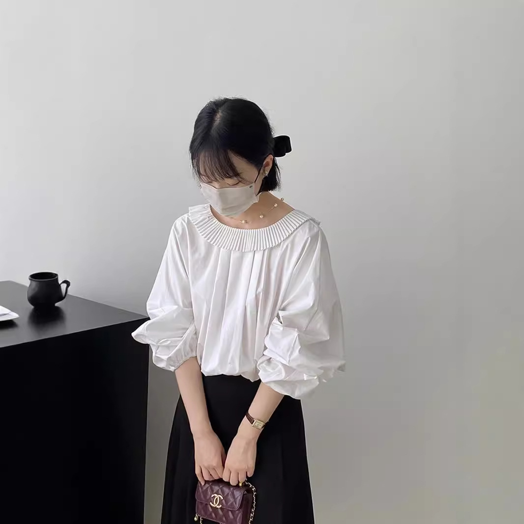 リボンブラウス バックリボン 優美プリーツ背中リボンブラウス