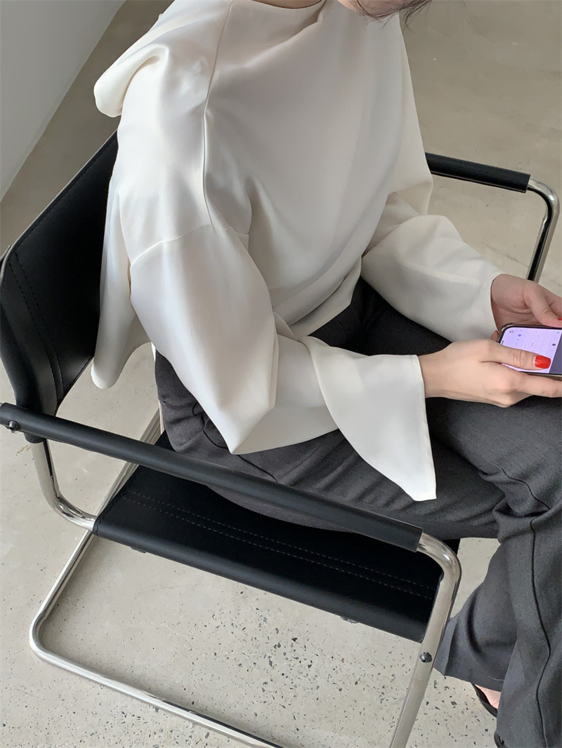 リボンブラウス 秋の新作バックリボン韓国風カジュアルブラウス