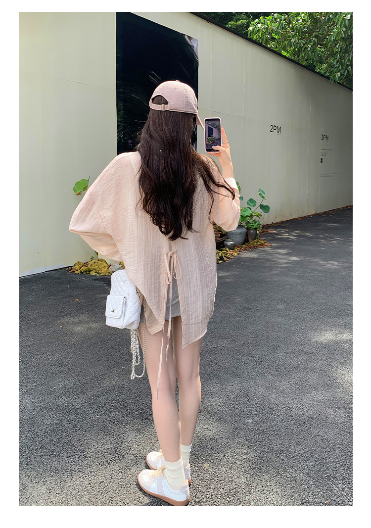 リボンブラウス バックリボン 優美なバックリボンシャツブラウス