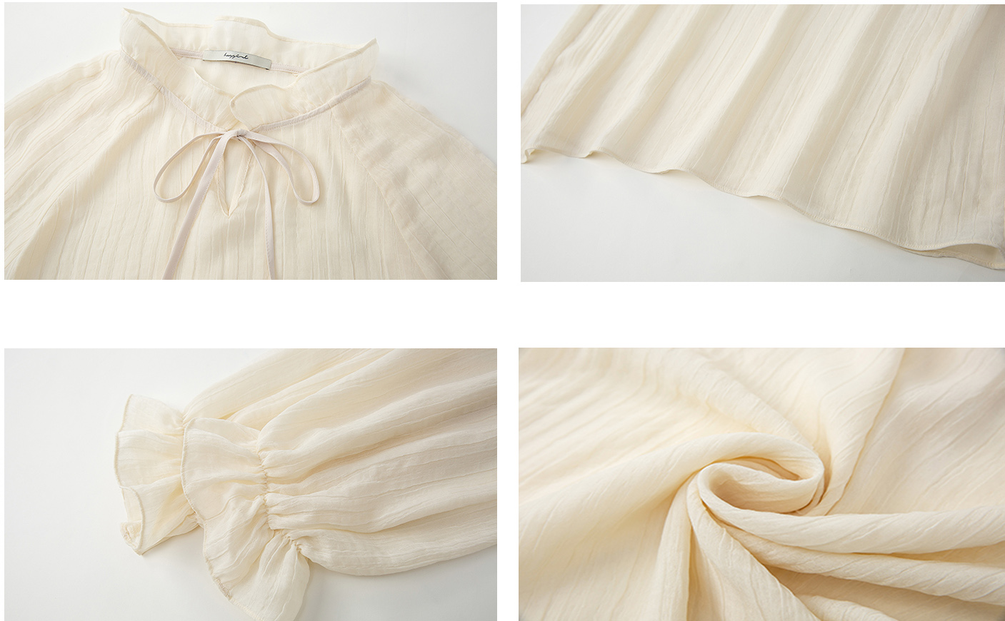 リボンブラウス ふんわりフリルネック長袖ブラウス通勤着回し