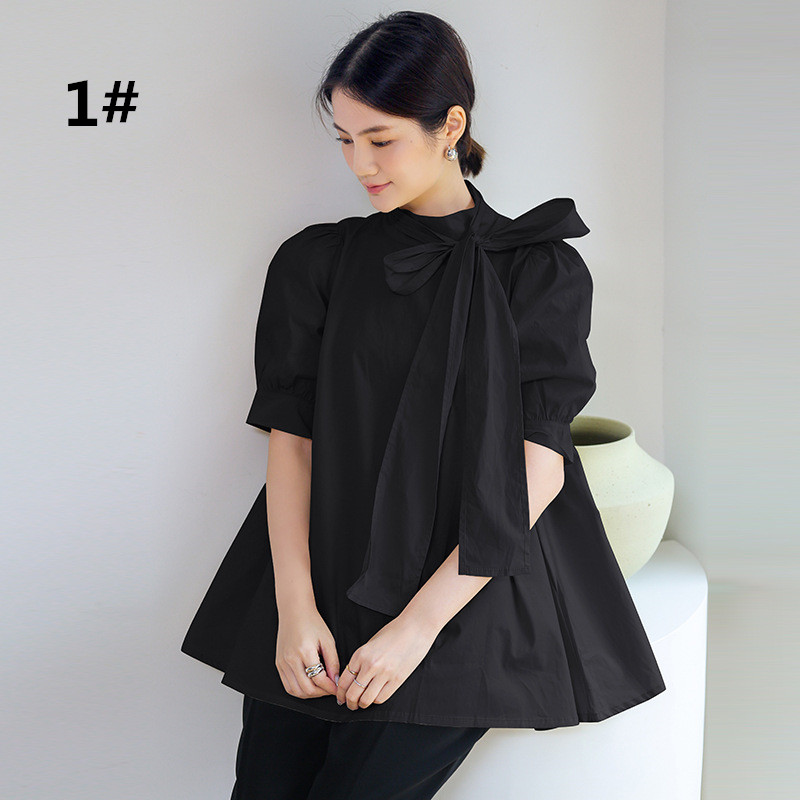 二〇二五年新作ゆるシルエットリボンブラウス半袖