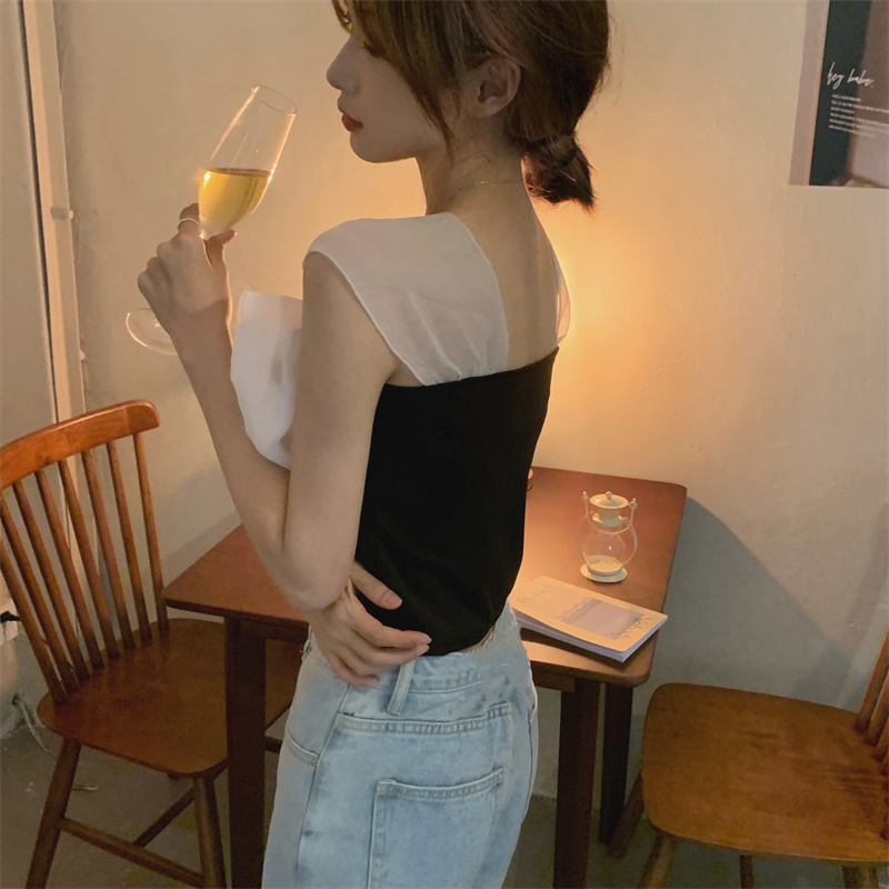 レトロおしゃれオーガンザ袖リボンブラウス