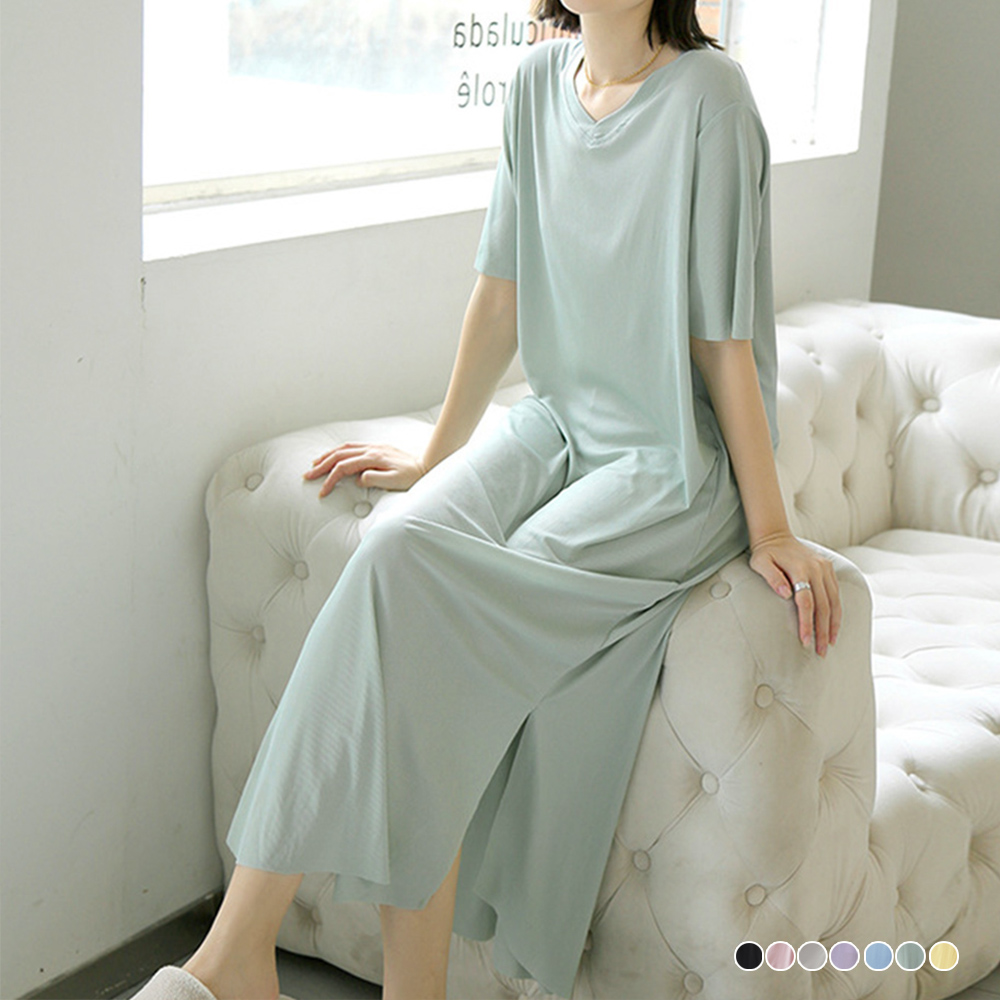 レディース ルームウェア 涼感半袖ワンピース体型カバールームウェア