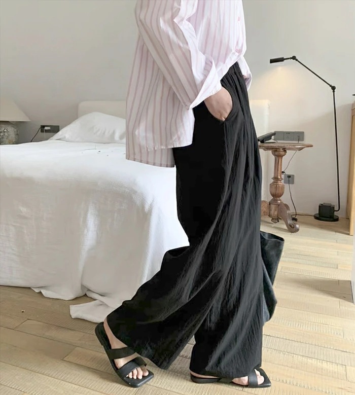 レディース ルームウェア 接触冷感ワイドパンツ ウエストゴム ルームウェア