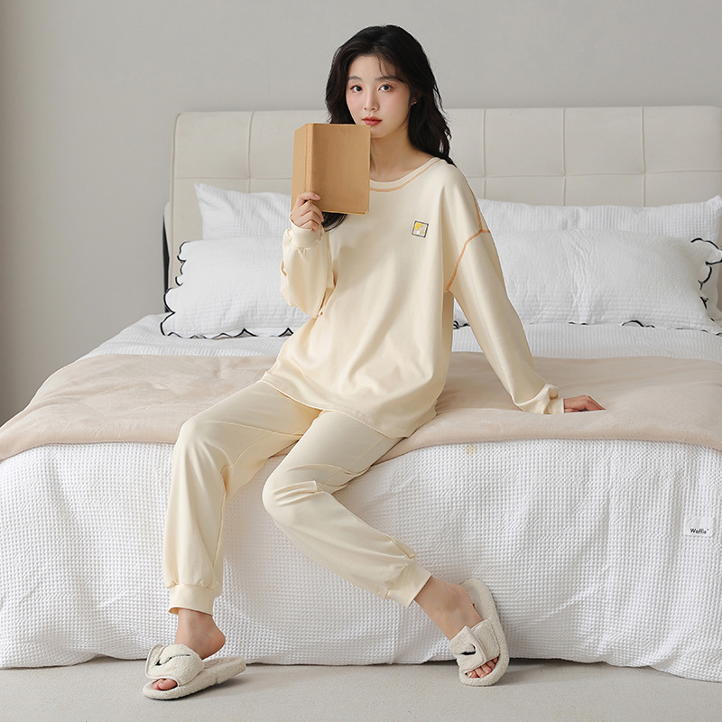 レディース ルームウェア コットン長袖パジャマ上下セット柔らかチェック柄