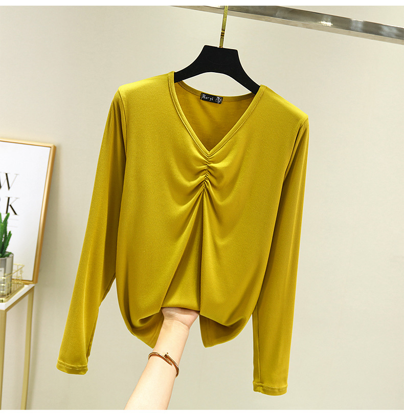 レディース ルームウェア 大人可愛いシャーリングブイネック長袖ルームウェア