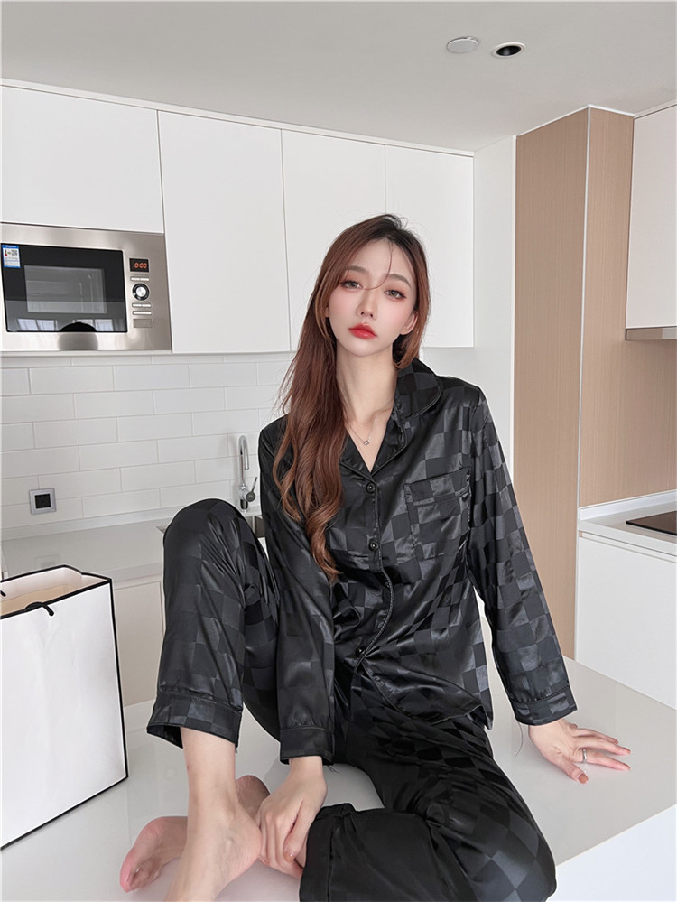 レディース ルームウェア チェック柄長袖前開きパジャマセット