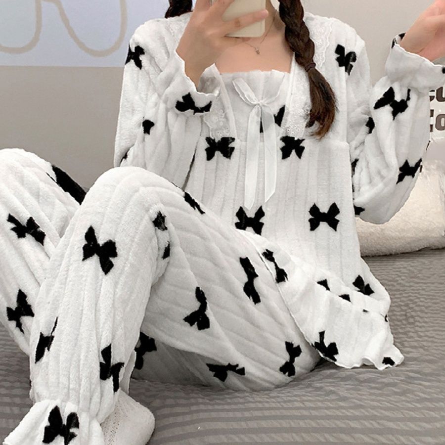 レディース ルームウェア ふわふわフリース生地パジャマ上下セット韓国風 セットアップ