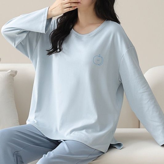 レディース ルームウェア カップ付き長袖パジャマセット綿素材肌に優しい可愛いルームウェア