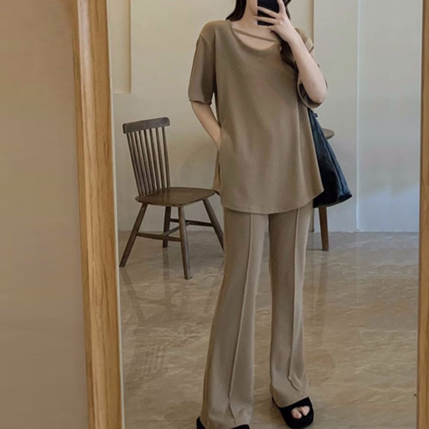 レディース ルームウェア ゆったり半袖セットアップ 夏服体型カバー