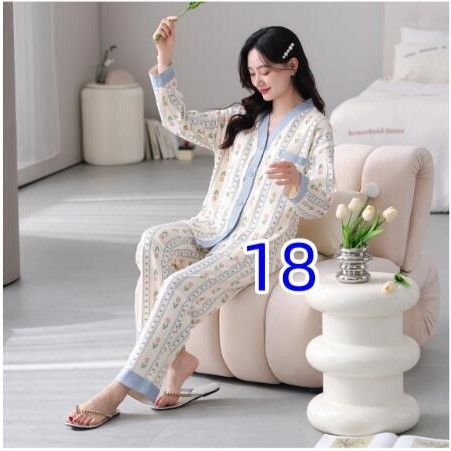 レディース ルームウェア 肌に優しい綿素材花柄長袖パジャマセットアップ