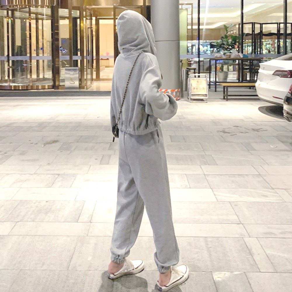 レディースルームウェアセットアップフード付きスウェット三点