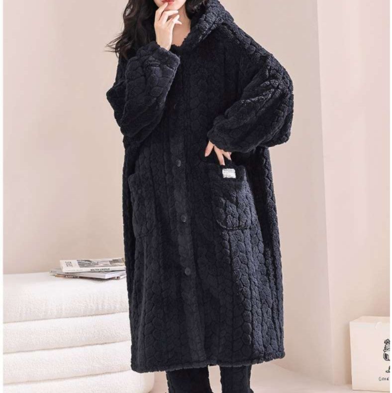 レディースルームウェアもこもこフード付き暖か上下セットアップ