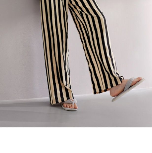 レディースルームウェアセットアップゆったり縞模様長袖