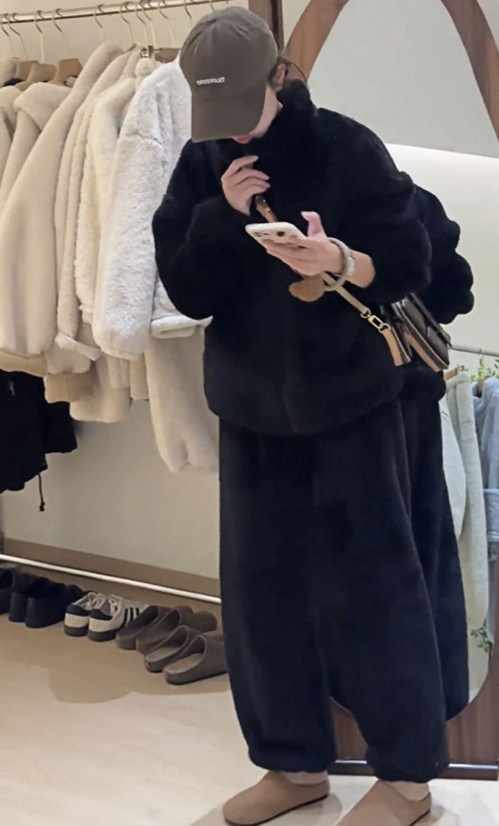 レディース ルームウェア もこもこボア上下セットアップ長袖