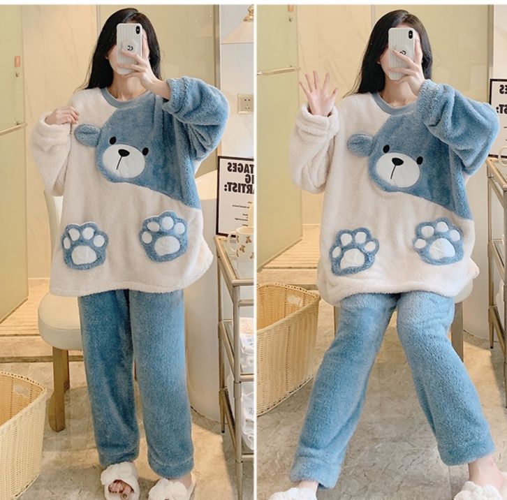 レディース ルームウェア もこもこくま長袖