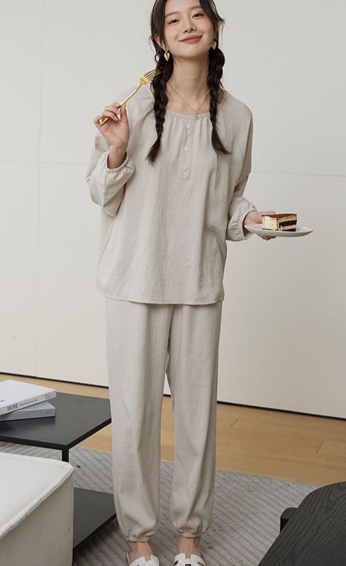 レディース ルームウェア ふんわり優美な長袖くつろぎパジャマ